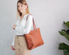 Leather Tote Bag with front pocket