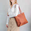 Leather Tote Bag with front pocket