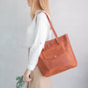 Leather Tote Bag with front pocket