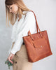 Leather Tote Bag with front pocket