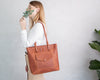 Leather Tote Bag with front pocket