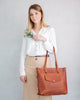 Leather Tote Bag with front pocket