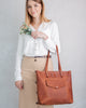 Leather Tote Bag with front pocket