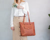 Leather Tote Bag with front pocket