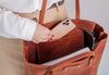 Leather Tote Bag with front pocket