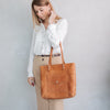 Leather Tote Bag with front pocket