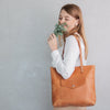 Leather Tote Bag with front pocket