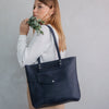 Leather Tote Bag with front pocket