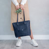 Leather Tote Bag with front pocket