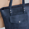 Leather Tote Bag with front pocket