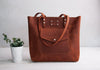 Leather Tote Bag with front pocket