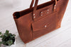 Leather Tote Bag with front pocket